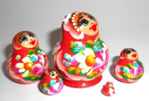MINI Marfa in red dress TINY nesting Doll Babooshki s