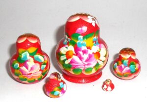 MINI Marfa in red dress TINY nesting Doll Babooshki s