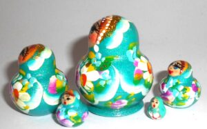 MINI Marfa in turquoise dress TINY nesting Doll Babooshki s