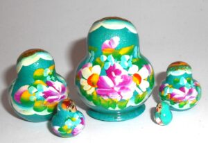 MINI Marfa in turquoise dress TINY nesting Doll Babooshki s