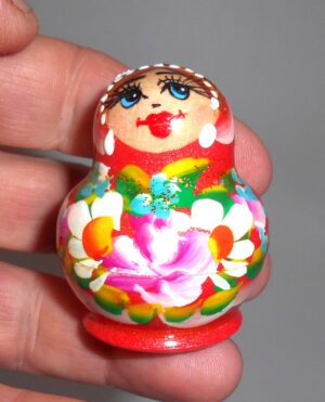 MINI Marfa in red dress TINY nesting Doll Babooshki s