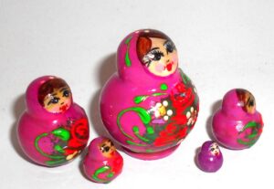 MINI Anya in pink dress TINY nesting Doll Babooshki s