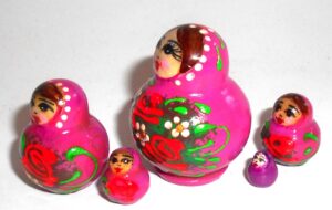 MINI Anya in pink dress TINY nesting Doll Babooshki s
