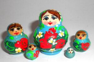 MINI Anya in blue dress TINY Babushka Matryoshka nesting Doll Babooshki Babushkas