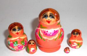 MINI Olga in orange dress TINY Babushka Matryoshka nesting Doll Babooshki Babushkas