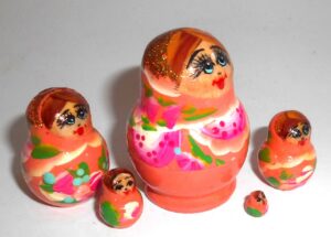 MINI Olga in orange dress TINY nesting Doll Babooshki s
