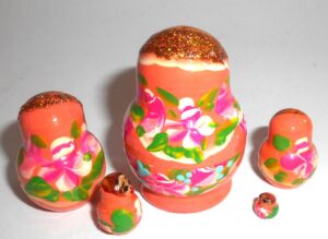 MINI Olga in orange dress TINY nesting Doll Babooshki s
