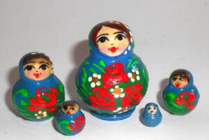 MINI Anya in dark blue dress TINY Babushka Matryoshka nesting Doll Babooshki Babushkas
