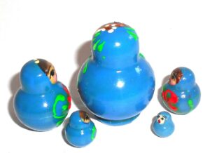 MINI Anya in dark blue dress TINY nesting Doll Babooshki s
