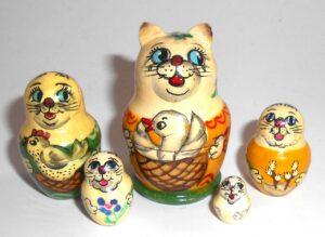 MINI Funny Cat with duckling Babushka Matryoshka nesting Doll Babooshki Babushkas
