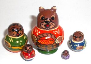 Funny Bear with cranberry basket Babushka Matryoshka nesting Doll Babooshki Babushkas