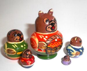 Funny Bear with cranberry basket nesting Doll Babooshki s