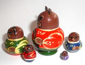 Funny Bear with cranberry basket nesting Doll Babooshki s