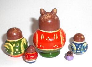 Funny Bear with cranberry basket nesting Doll Babooshki s