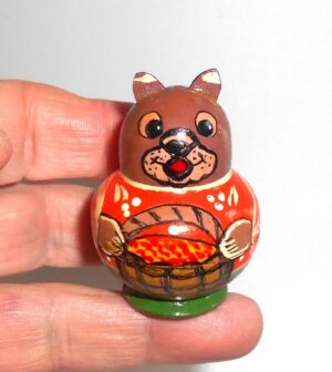 Funny Bear with cranberry basket nesting Doll Babooshki s