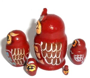 Funny brown Owl mini nesting Doll Babooshki s
