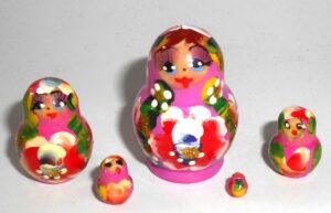 MINI Masha small in pink dress TINY Babushka Matryoshka nesting Doll Babooshki Babushkas