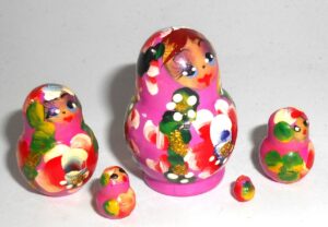 MINI Masha small in pink dress TINY nesting Doll Babooshki s