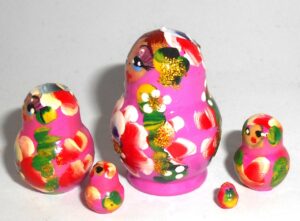 MINI Masha small in pink dress TINY nesting Doll Babooshki s