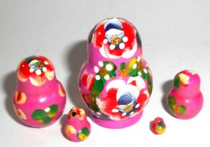 MINI Masha small in pink dress TINY nesting Doll Babooshki s