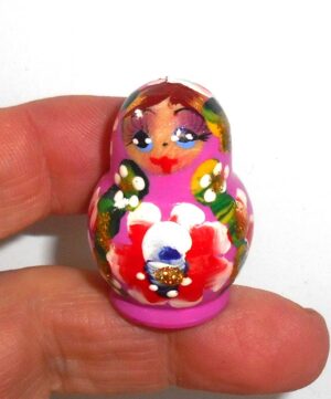 MINI Masha small in pink dress TINY nesting Doll Babooshki s