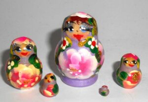 MINI Masha small in purple dress TINY Babushka Matryoshka nesting Doll Babooshki Babushkas
