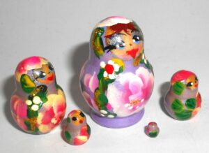 MINI Masha small in purple dress TINY nesting Doll Babooshki s
