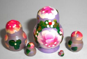 MINI Masha small in purple dress TINY nesting Doll Babooshki s
