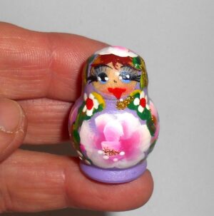 MINI Masha small in purple dress TINY nesting Doll Babooshki s