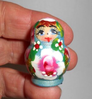 MINI Masha small in blue dress TINY nesting Doll Babooshki s