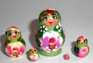 MINI Masha small in green dress TINY Babushka Matryoshka nesting Doll Babooshki Babushkas
