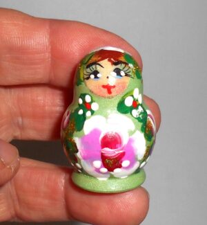 MINI Masha small in green dress TINY nesting Doll Babooshki s