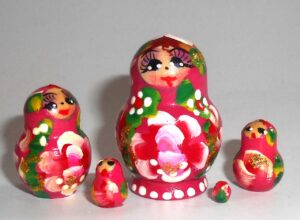 MINI Masha small in red dress TINY nesting Doll Babooshki s