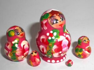 MINI Masha small in red dress TINY nesting Doll Babooshki s