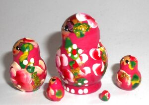MINI Masha small in red dress TINY nesting Doll Babooshki s