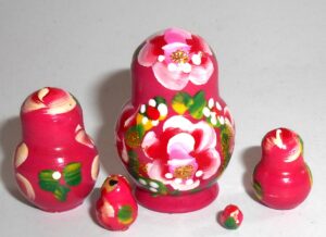 MINI Masha small in red dress TINY nesting Doll Babooshki s
