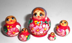 MINI Katya small in red dress TINY Babushka Matryoshka nesting Doll Babooshki Babushkas