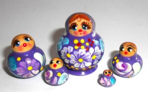 MINI Katya small in purple dress TINY Babushka Matryoshka nesting Doll Babooshki Babushkas