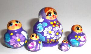 MINI Katya small in purple dress TINY nesting Doll Babooshki s