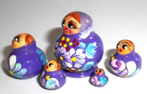 MINI Katya small in purple dress TINY nesting Doll Babooshki s