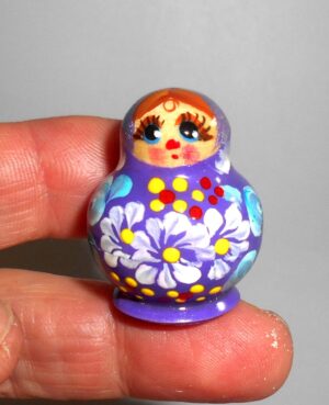 MINI Katya small in purple dress TINY nesting Doll Babooshki s