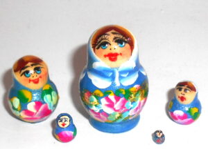 MINI Klara small in blue dress TINY Babushka Matryoshka nesting Doll Babooshki Babushkas