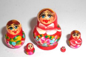 MINI Klara small in red dress TINY Babushka Matryoshka nesting Doll Babooshki Babushkas