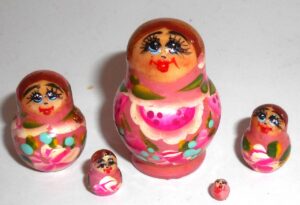 MINI Olga small in orange dress  TINY Babushka Matryoshka nesting Doll Babooshki Babushkas