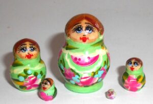 MINI Olga small in green dress TINY Babushka Matryoshka nesting Doll Babooshki Babushkas