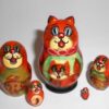 MINI Funny orange Cat Babushka Matryoshka nesting Doll Babooshki Babushkas