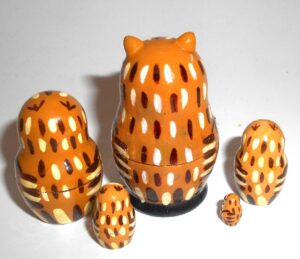 MINI Funny light brown Owl nesting Doll Babooshki s