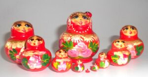 MINI with lady bug red 10-set TINY nesting Doll Babooshki s