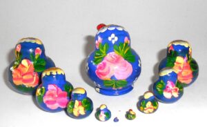 MINI with lady bug blue 10-set TINY nesting Doll Babooshki s