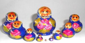 MINI in blue II 10-set TINY nesting Doll Babooshki s